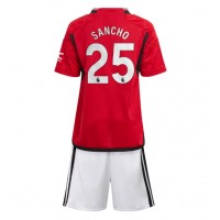 Manchester United Jadon Sancho #25 Koti Peliasu Lasten 2023-24 Lyhythihainen (+ Lyhyet housut)
